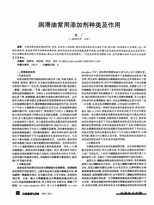 润滑油常用添加剂种类及作用