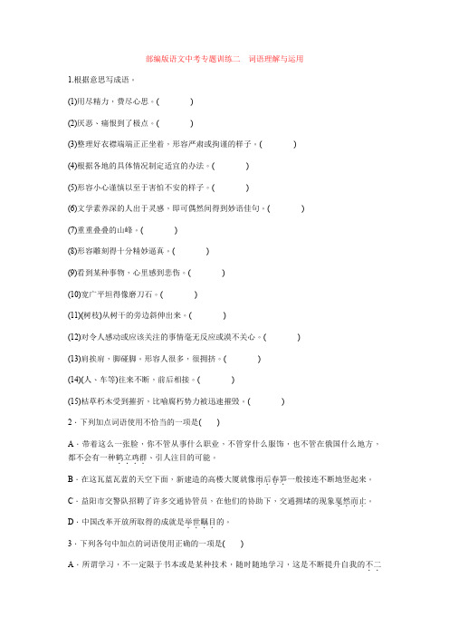 语文中考专题训练二 词语理解与运用