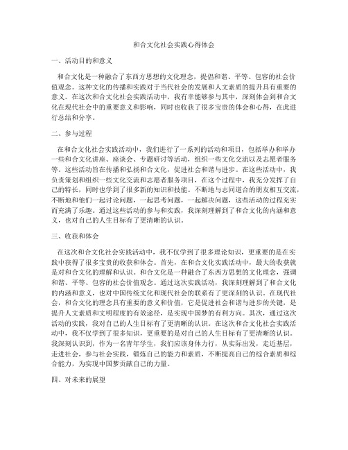 和合文化社会实践心得体会