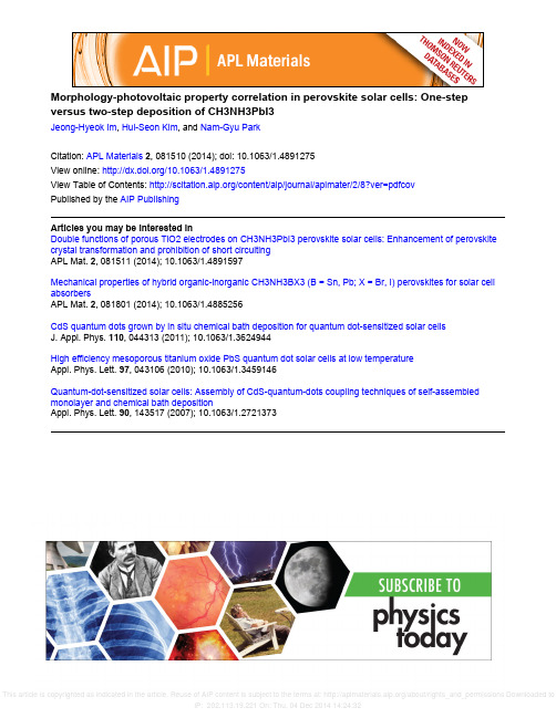 Morphology-photovoltaic property correlation in perovskite solar cells One-step