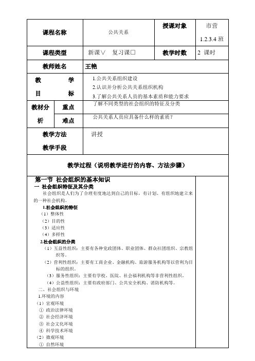 教案公共关系56节公共关系组织结构