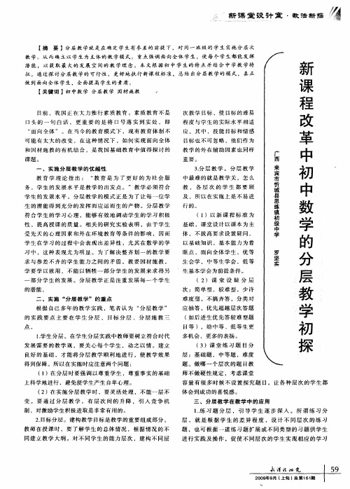 新课程改革中初中数学的分层教学初探