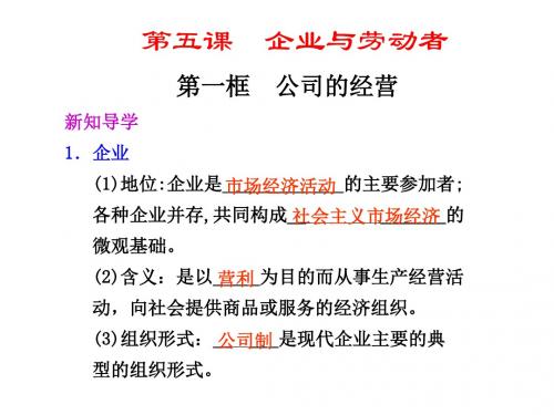 高一政治公司的经营2(2)(新编2019教材)