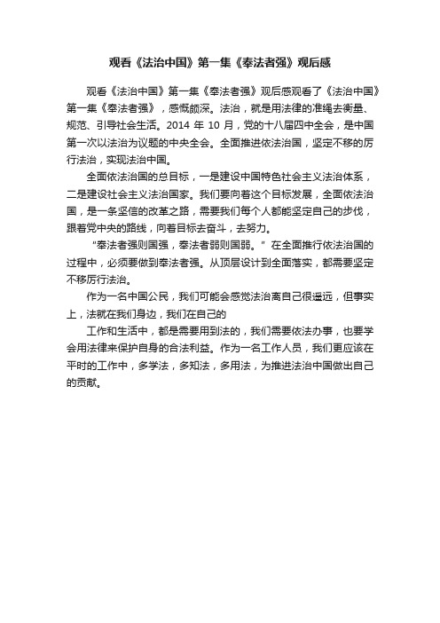 观看《法治中国》第一集《奉法者强》观后感