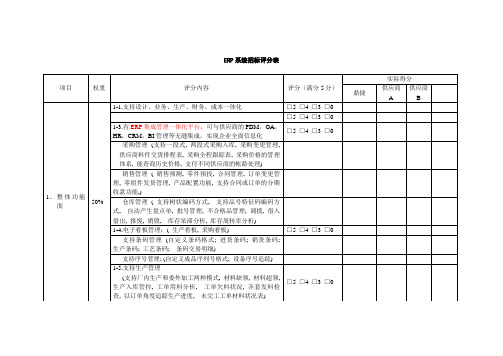 ERP系统招标评分表