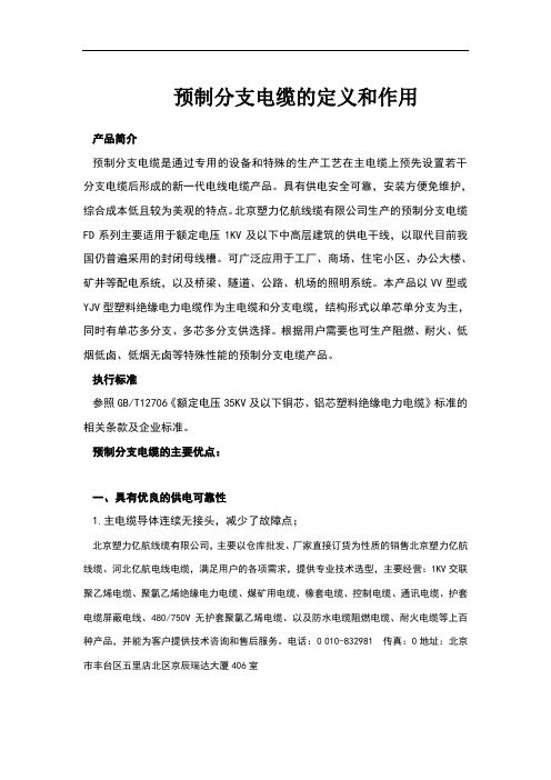 预制分支电缆的定义和作用