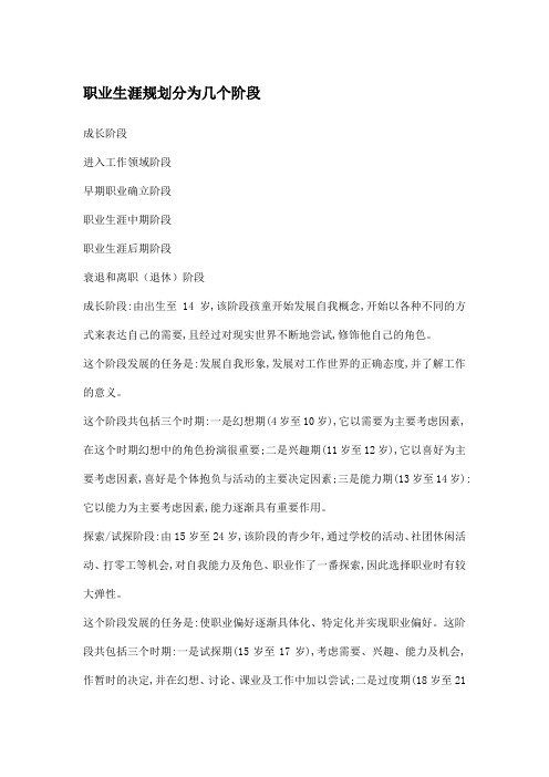 职业生涯规划分为几个阶段