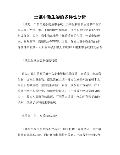 土壤中微生物的多样性分析