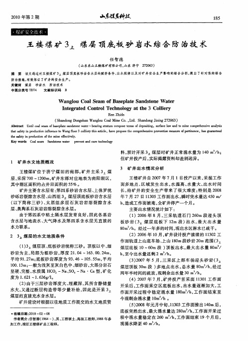 王楼煤矿3上 煤层顶底板砂岩水综合防治技术