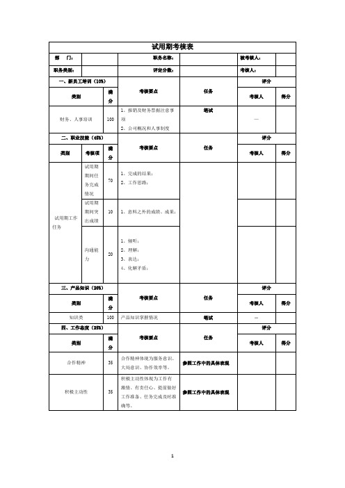 试用期考核表