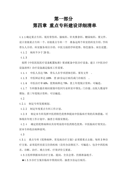 第四章 重点专科建设详细清单