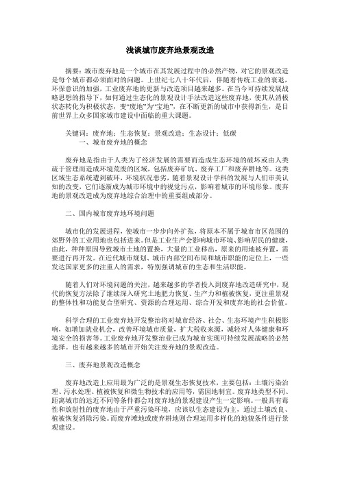 浅谈城市废弃地景观改造