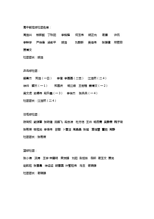 社团成员名单