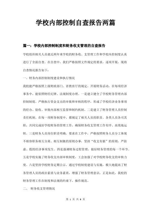 学校内部控制自查报告两篇