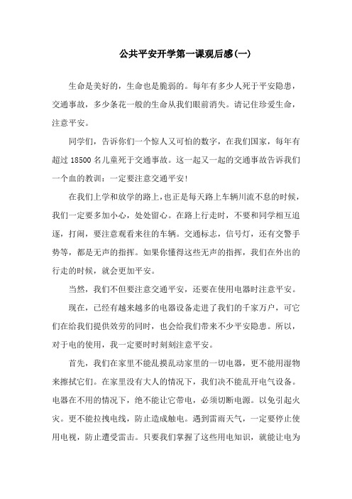 观看2020公共安全开学第一课观后感范文最新5篇精选