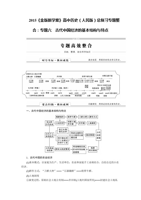 高考历史一轮总复习专题整合：专题六 古代中国经济的基本结构与特点(人民版).doc