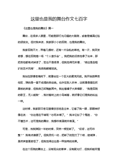 这里也是我的舞台作文七百字