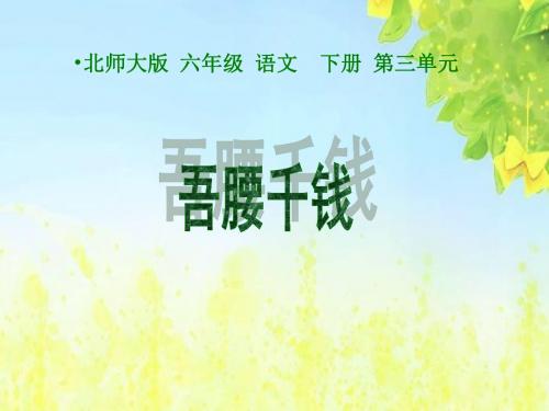 (北师大版)六年级语文下册课件_吾腰千钱_1PPT、优质教学课件