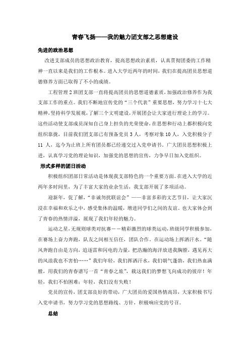青春飞扬——我的魅力团支部之思想建设