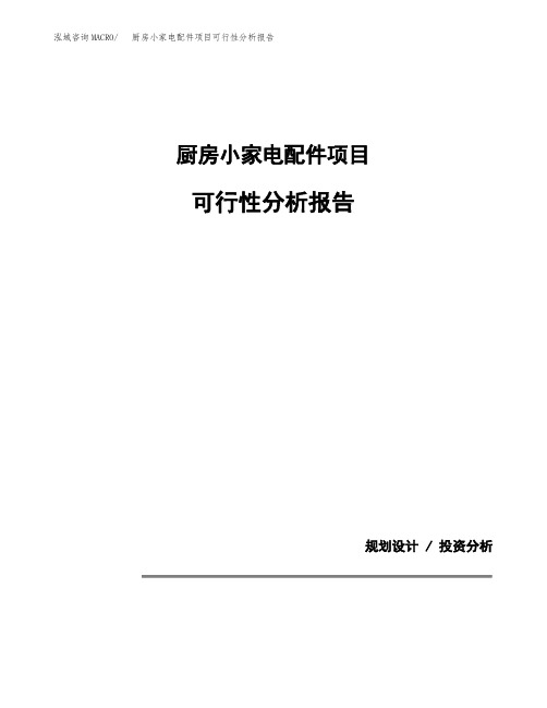 厨房小家电配件项目可行性分析报告(模板参考范文)