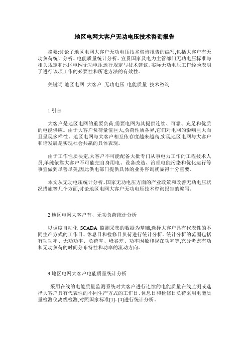 地区电网大客户无功电压技术咨询报告