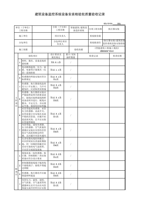 (执行器安装)建筑设备监控系统设备安装检验批质量验收记录