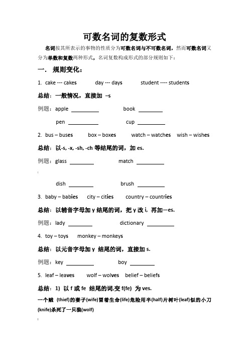 可数名词的复数与不可数名词
