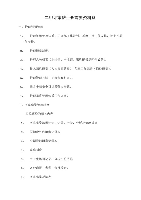 二甲评审护士长资料盒