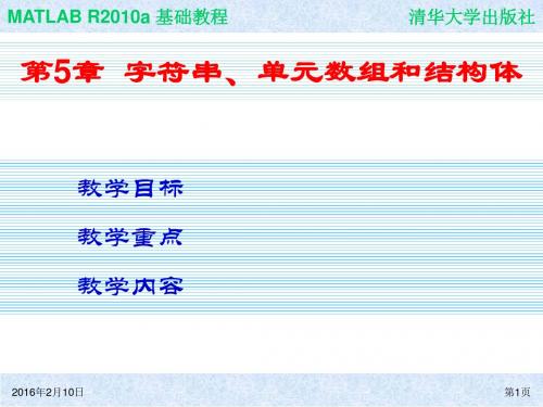 MATLAB R2010a 基础教程_05字符串、单元数组和结构体
