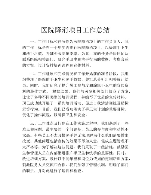医院降消项目工作总结