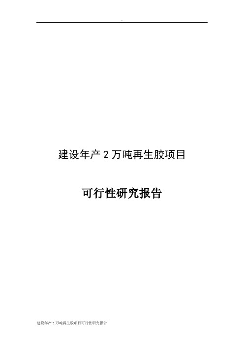 建设年产2万吨再生胶项目可行性研究报告