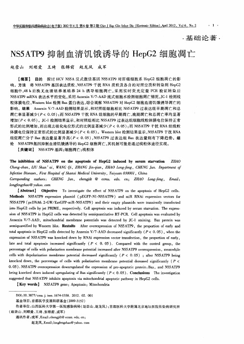 NS5ATP9抑制血清饥饿诱导的HepG2细胞凋亡