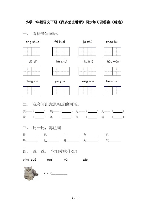 小学一年级语文下册《我多想去看看》同步练习及答案(精选)