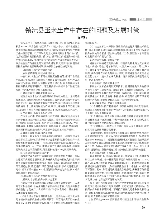 镇沅县玉米生产中存在的问题及发展对策