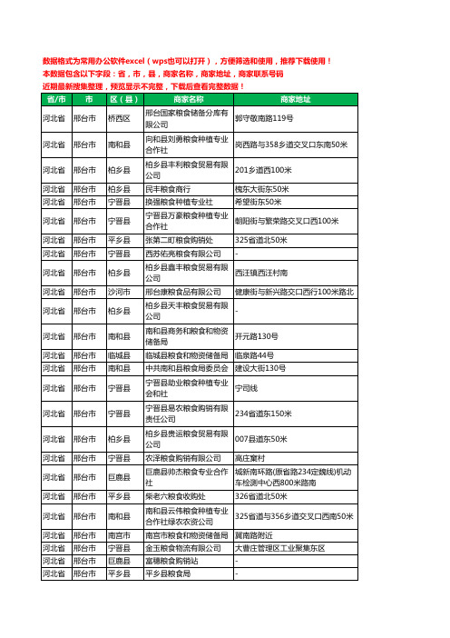 2020新版河北省邢台市粮食工商企业公司商家名录名单黄页联系电话号码地址大全115家