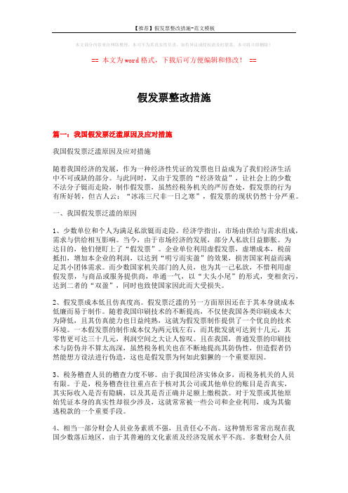 【推荐】假发票整改措施-范文模板 (8页)