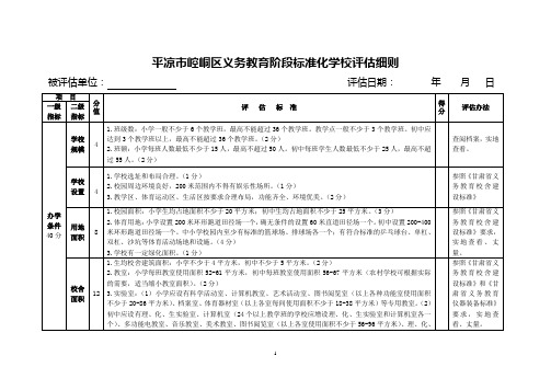崆峒区义务教育标准化学校评估细则