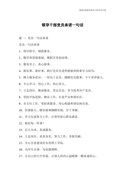 领导干部党员承诺一句话