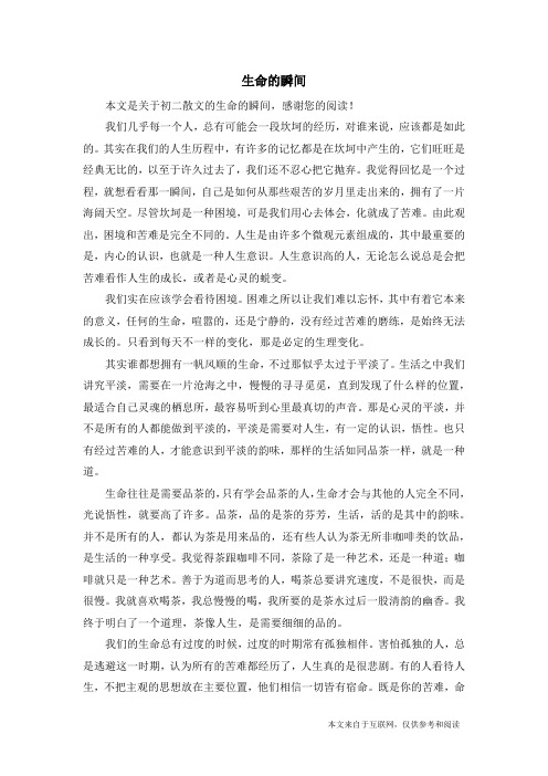 生命的瞬间_初二散文