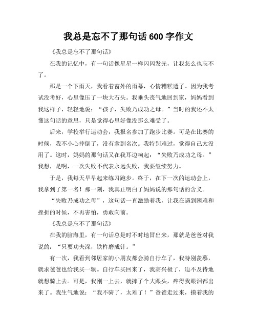我总是忘不了那句话600字作文
