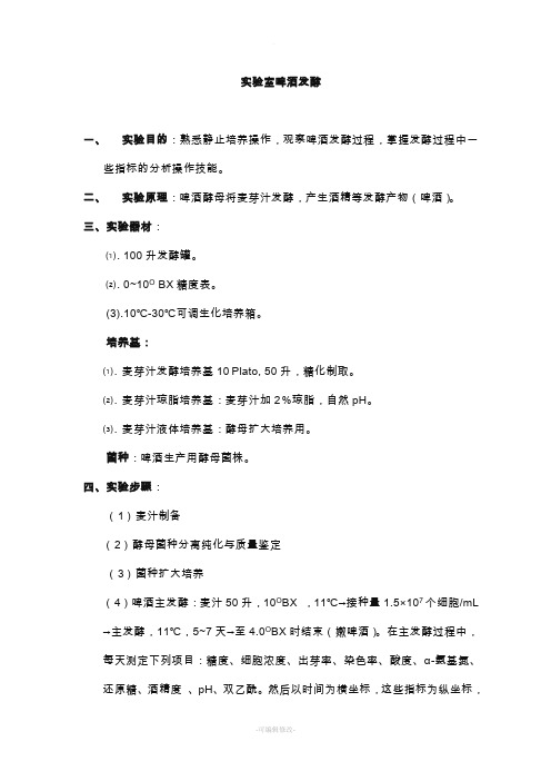 啤酒发酵实验