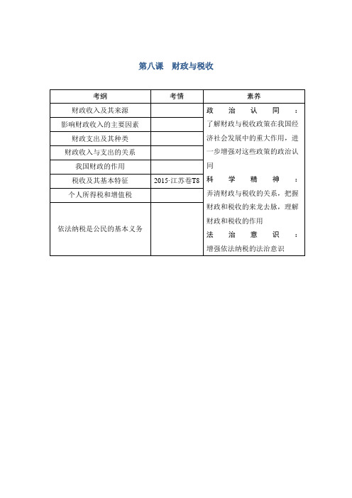 [高考政治]政治新设计大一轮江苏专用版讲义：第三单元 收入与分配 第八课财政与税收讲义.doc