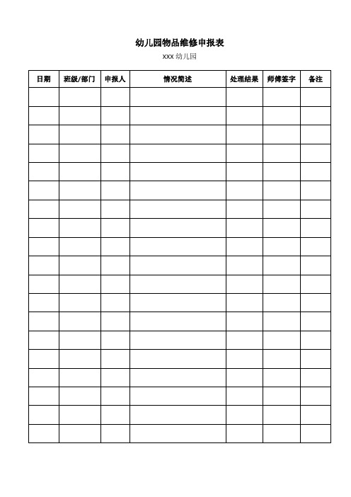 幼儿园物品维修申报单(幼儿园物品赔偿制度)