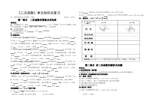 《二次函数》单元知识点(单元复习参考)