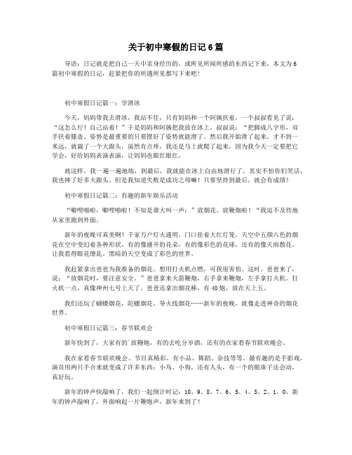 关于初中寒假的日记6篇