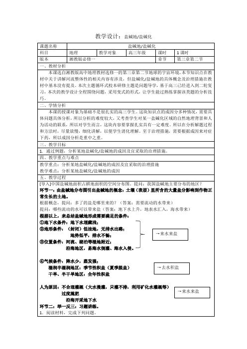 盐碱地-高中地理教学设计