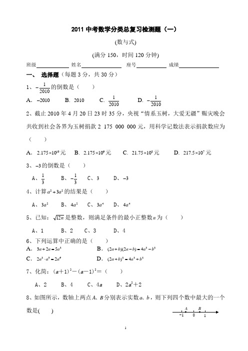 2011年中考初三数学专题复习试题