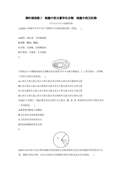 2019高考总复习优化设计1轮生物人教课时规范练2 细胞中的元素和化合物 细胞中的无机物(附答案) (1)