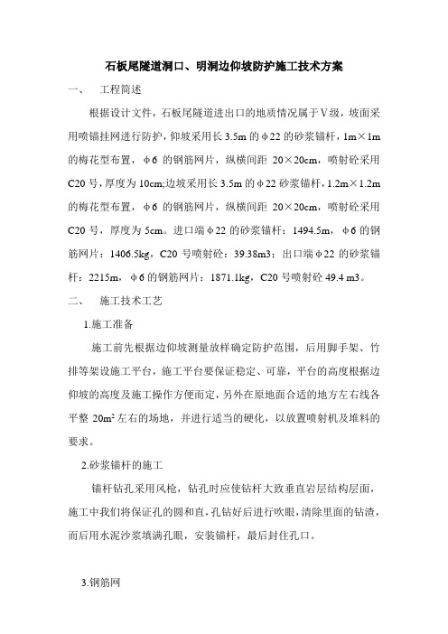 洞口边仰坡防护方案