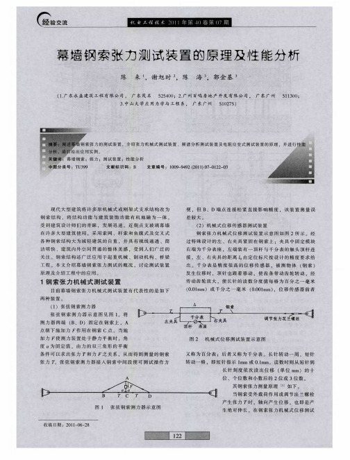 幕墙钢索张力测试装置的原理及性能分析